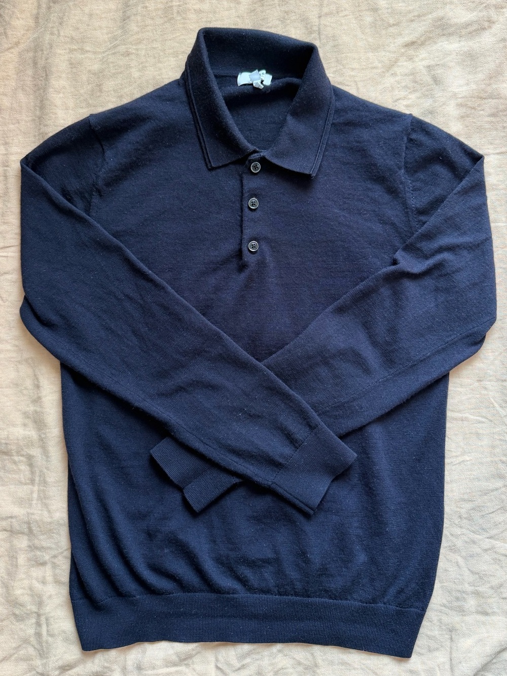 REISS merino wool long sleeve polo navy blue men’s medium